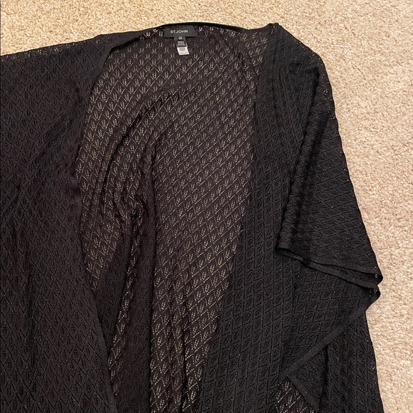 St. John Black Lace Knit Shaw - Picture 5 of 7